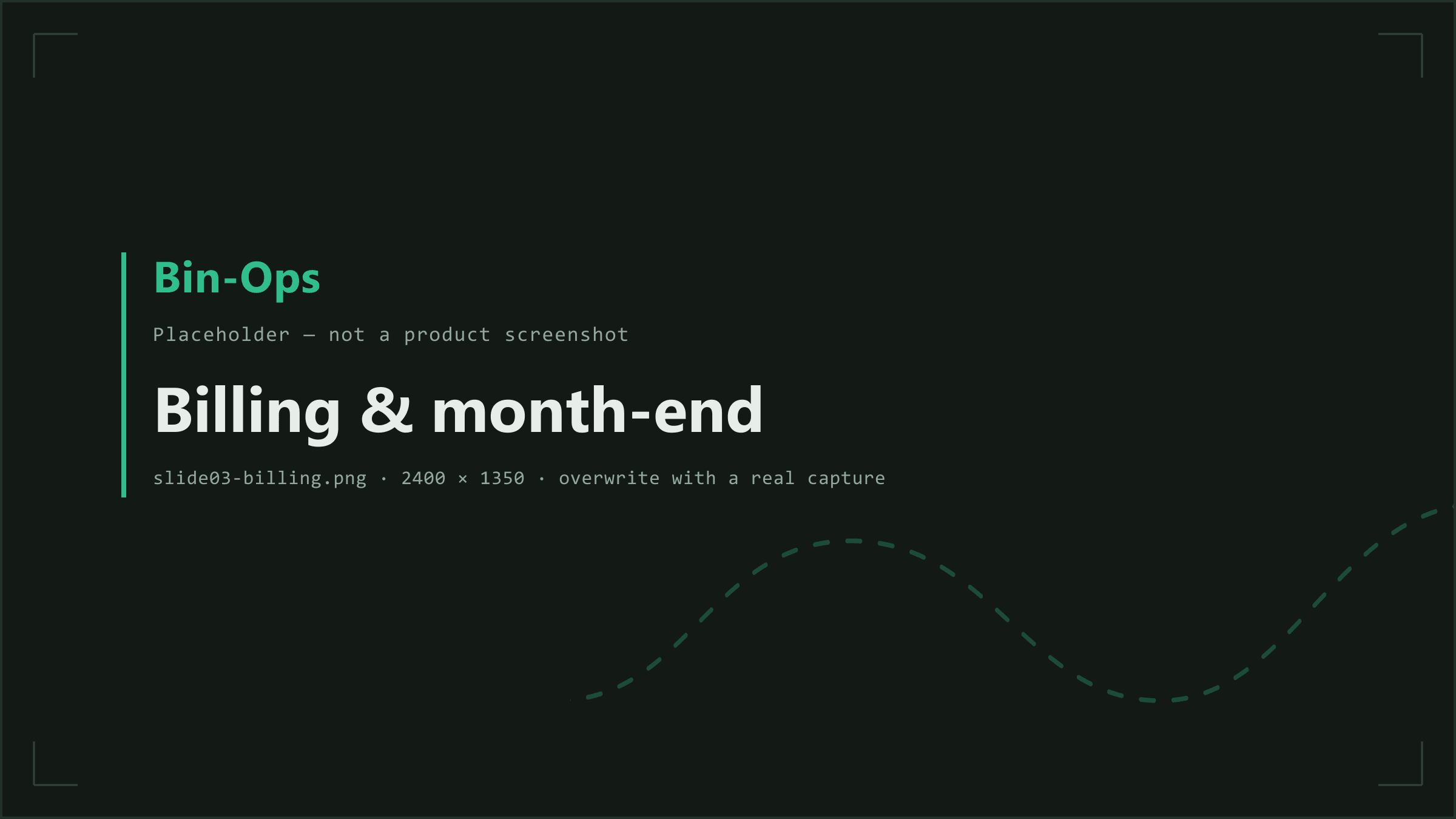Placeholder frame. Will show: The billing workspace part-way through a month-end run.
