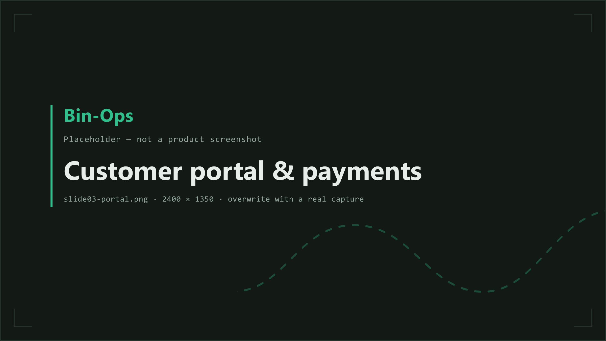 Placeholder frame. Will show: The branded customer portal showing an account balance and payment history.